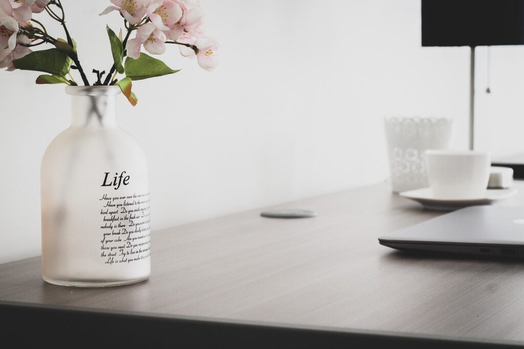 flower vase, decoration, workspace